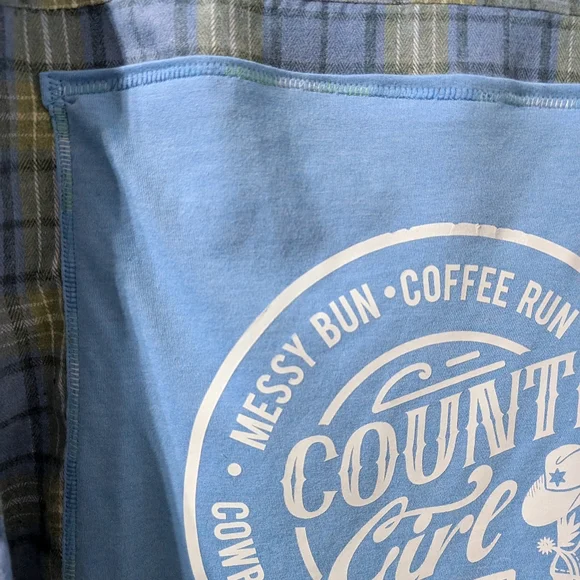 Country Girl Upcycled Flannel Plaid Shirt Hand Crafted